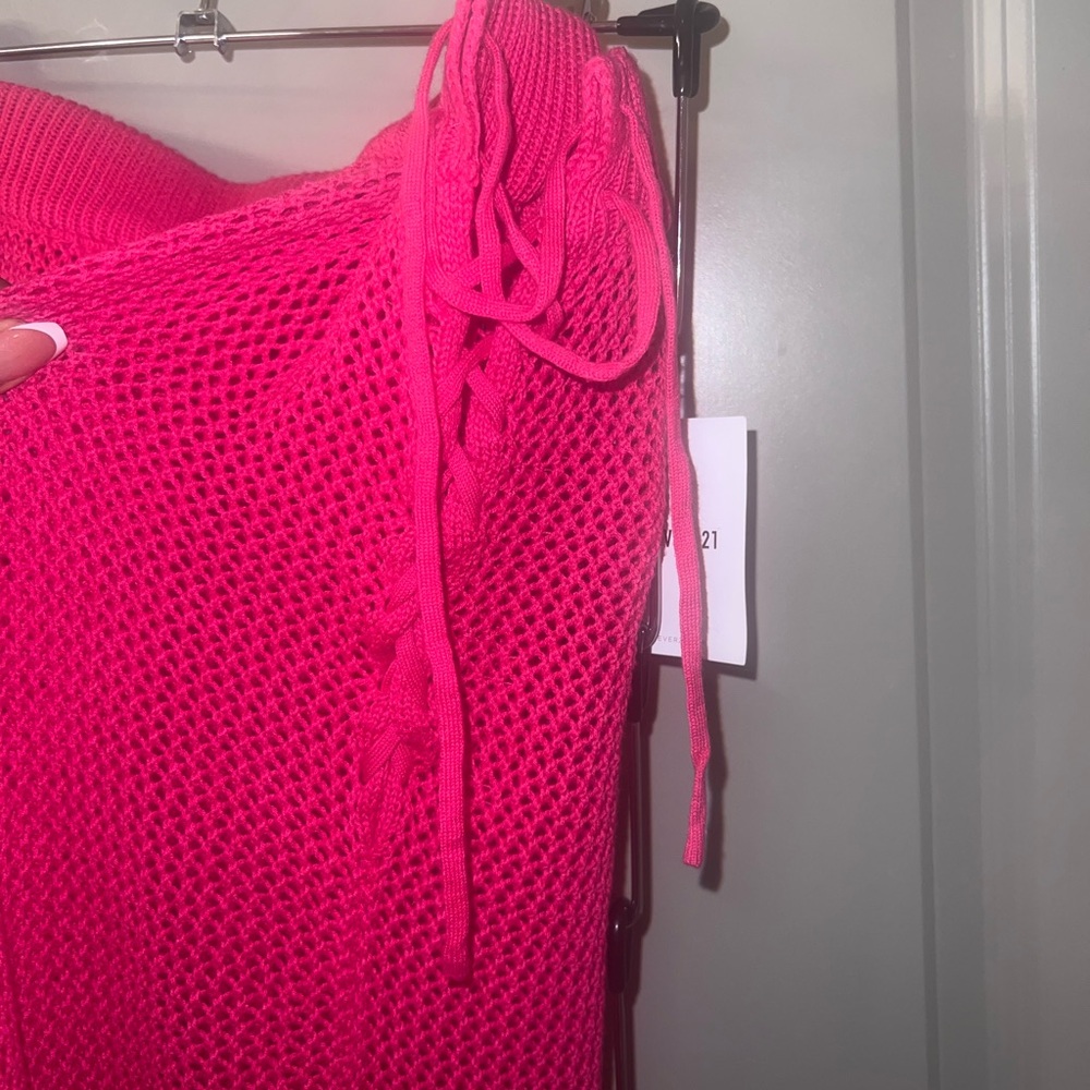 Forever 21 Plus Size 1X Pink Crochet Beach Coverup Skirt - NWT - Picture 3 of 6